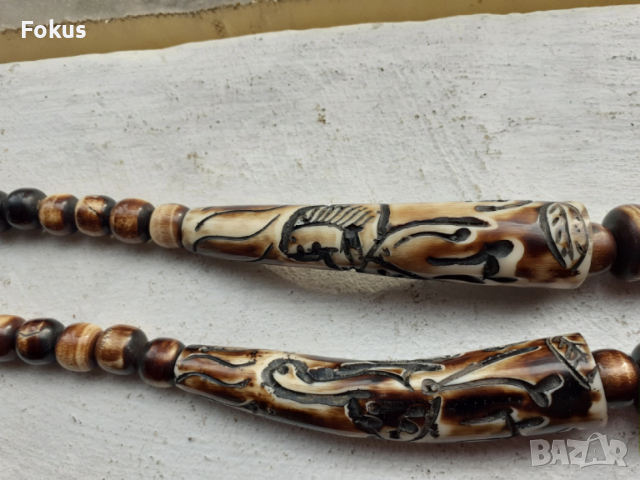 Страхотен стар гердан изработен от истински рог, снимка 3 - Антикварни и старинни предмети - 53490464