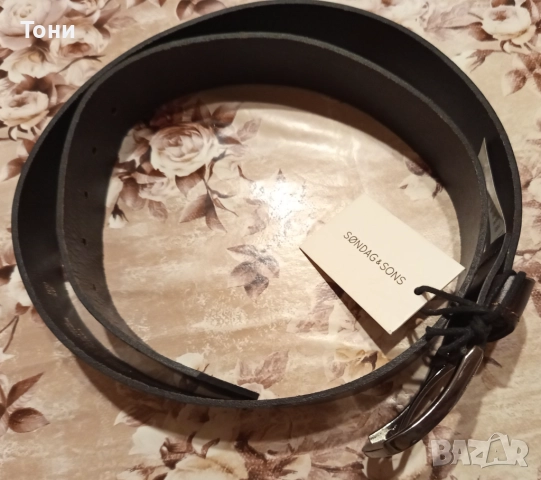 SONDAG & SONS Оригинал Нов Мъжки Колан Изцяло от Естествена Кожа с Етикет 120см., снимка 4 - Колани - 52684517