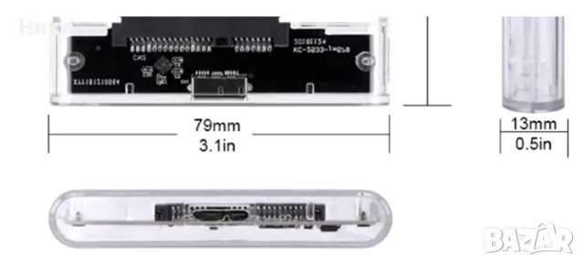 USB 3.0/Type C HDD корпус 2,5 инча SATA SSD за външен твърд диск кутия с 5Gbps скорост, снимка 11 - Други - 48748572