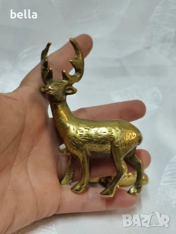 Масивни малки бронзови фигури ,елен,костенурка и охлюв., снимка 2 - Антикварни и старинни предмети - 53836070