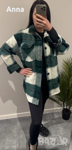 Дамски ризи, цена за 3 броя! Размери S-M. Зелени, затоплени, с копчета, сиви и кафяви, леки🌸🫶🏼, снимка 2 - Ризи - 53917234