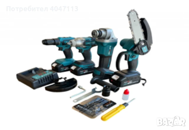 Комплект 4 в 1 Акумулаторна резачка 15СМ, винтоверт, гайковерт, ъглошлайф 36V 8Ah, снимка 2 - Други инструменти - 51367546