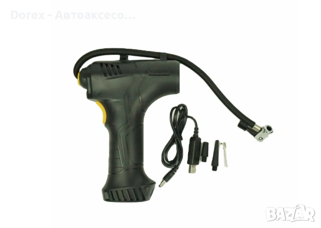 Преносим безжичен мини въздушен компресор помпа за гуми с LED дисплей и вградена батерия за автомоби, снимка 2 - Аксесоари и консумативи - 53616886