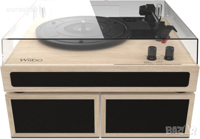 Wiibo Mustang 1970-BT Natural - Грамофон с вградени високоговорители от висок клас и Bluetooth, снимка 2 - Грамофони - 53501710