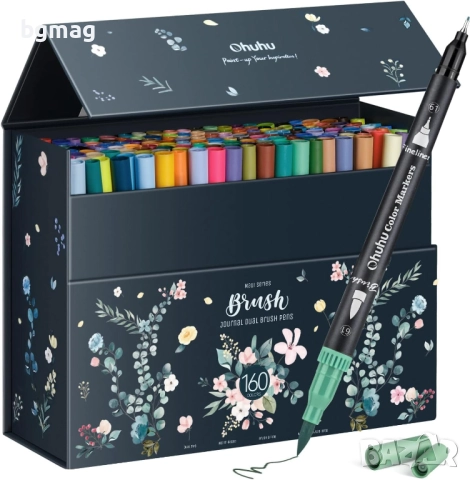 Ohuhu Maui Series маркери с два писеца тип четка и тънък писец, Ohuhu 160 цвята