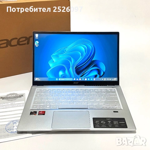НО Acer Swift 3/14” IPS/Ryzen 7 5700U/16GB/512GB/Гаранция, снимка 2 - Лаптопи за игри - 53921474