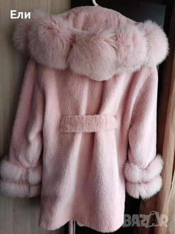 Палто алкантара с естествен косъм от лисица , снимка 4 - Палта, манта - 53272133