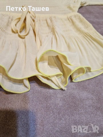 Дамска жълта блуза с дантела, снимка 4 - Корсети, бюстиета, топове - 53818089