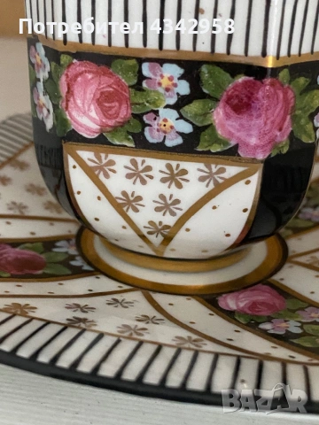 Рядка винтидж порцеланова чаша с чинийка – Art Deco, Германия (1920–1930 г.)  , снимка 4 - Антикварни и старинни предмети - 53934535