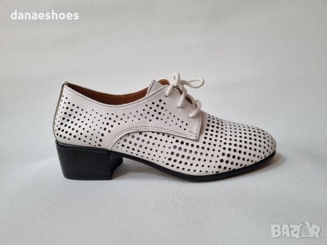Дамски обувки от естествена кожа на нисък ток, снимка 1 - Дамски обувки на ток - 45355218