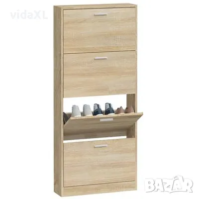 vidaXL Шкаф за обувки, дъб, 59x17x150 см, инженерно дърво(SKU:342519), снимка 4 - Шкафове - 48847226