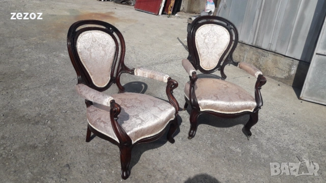 Кресла антикварни-махагон 2бр., снимка 2 - Дивани и мека мебел - 53562167