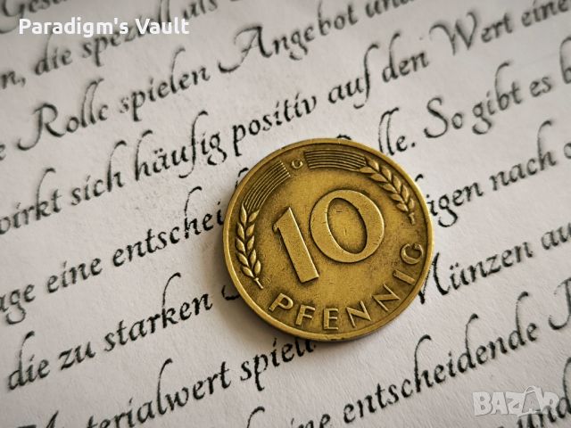 Монета - Германия - 10 пфенига | 1968г.; серия G, снимка 1 - Нумизматика и бонистика - 45496244