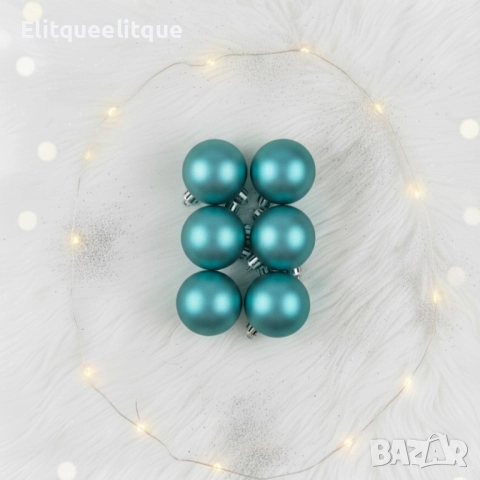 Комплект перлени коледни топки – 6 броя в различни цветове + подарък 6бр златисто блестящи топки, снимка 2 - Декорация за дома - 52228147