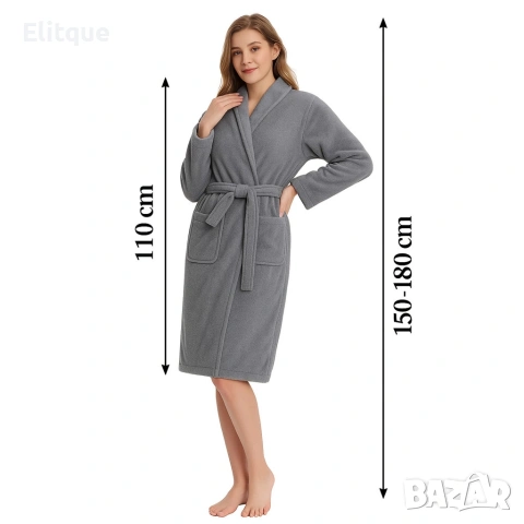Дамски хотелски халат, класически, удобен, топъл, с връзки, мек, сив, снимка 3 - Други стоки за дома - 53212254