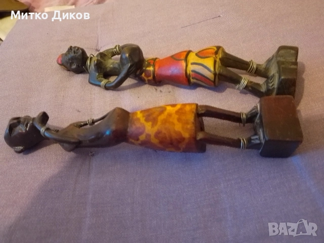 Дървени скулптурки от Африка два броя 213и 197 мм, снимка 3 - Декорация за дома - 53800135