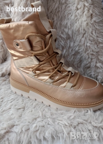 Дамски боти от изкуствена кожа,в комбинация с промазан плат, код 282/55, снимка 2 - Дамски боти - 51776341