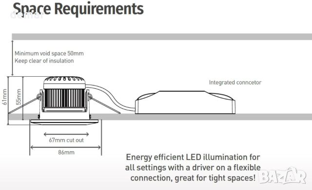 Bright Source All-in-One Downlight - 8w 64mm изрез, 750lm, пакет от 6, снимка 6 - Лед осветление - 45733781