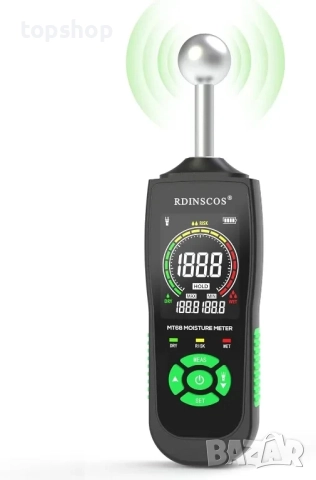 НОВ влагомер за стена RDINSCOS, зидария, дърво, замазка, бетон, мазилка с топка