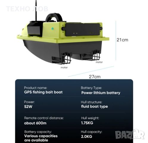 Лодка за захранка D19 с gps-100 точки, Сонар, сак за лодка, зарядно и за автомобил, 2 чифта перки

, снимка 2 - Стръв и захранки - 46712982