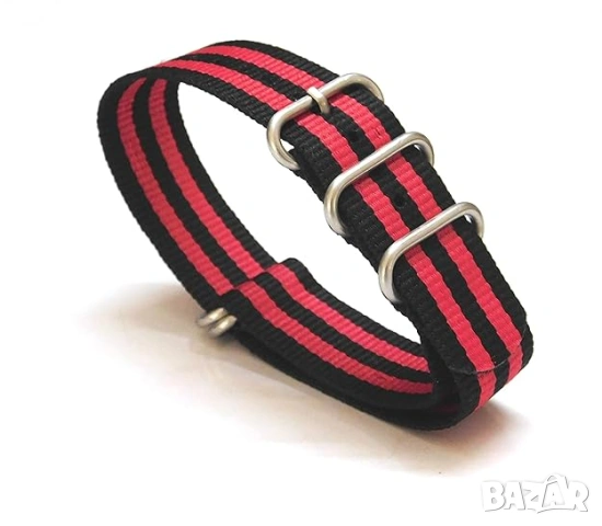 Черно-червена НАТО каишка 22мм.