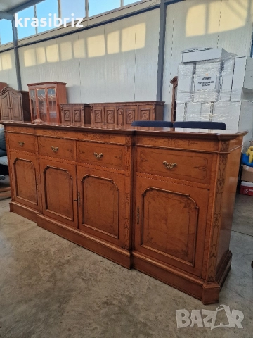 Античен Сет- Масивна Витрина с Писалище,Скрин и Маса+6 бр.Стола-внос от Германия!, снимка 3 - Витрини - 52882467