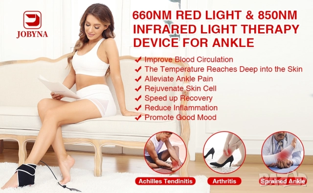 Терапевтично устройство за глезен с червена и инфрачервена светлина (660nm и 850nm), снимка 6 - Други - 52540341