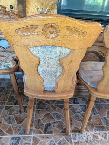 ✨Комплект от 5 масивни дървени столове (дърворезба)✨, снимка 12 - Столове - 50596043