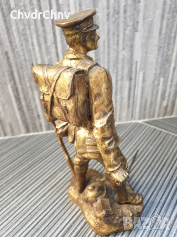 28см-2кг Ruffony статуетка/стара френска бронзова скулптура/фигура на войник с нож и пушка, снимка 4 - Антикварни и старинни предмети - 52967720