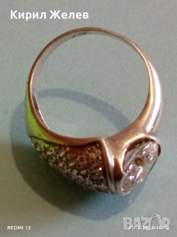 Сребърен пръстен модерен артистичен дизайн Swarovski прелестен 28537, снимка 8 - Пръстени - 52909696