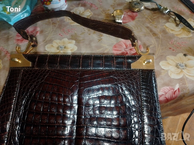 винтидж ретро чантичка Marc Chantal, винтидж ретро чанта крокодилска кожа, снимка 7 - Чанти - 53993738