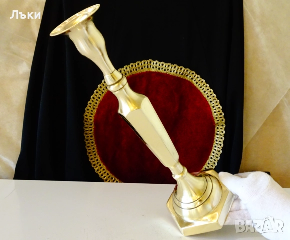 Бронзов свещник 33 см.,1.1 кг.,Art Deco. , снимка 5 - Антикварни и старинни предмети - 52345582