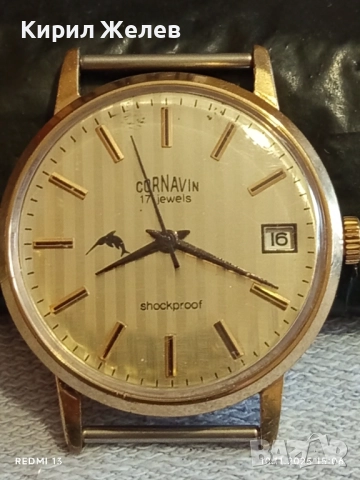 Стар механичен часовник мъжки CORNAVIN работи позлатен перфектен 37524, снимка 3 - Антикварни и старинни предмети - 52364106