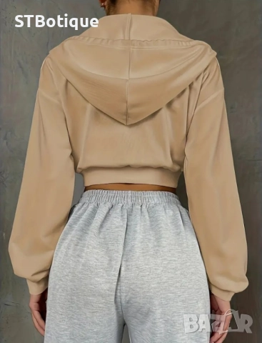 🌟 STBoutique — Дамско худи „Half-Zip“ с връзки на качулката, снимка 2 - Якета - 51980993