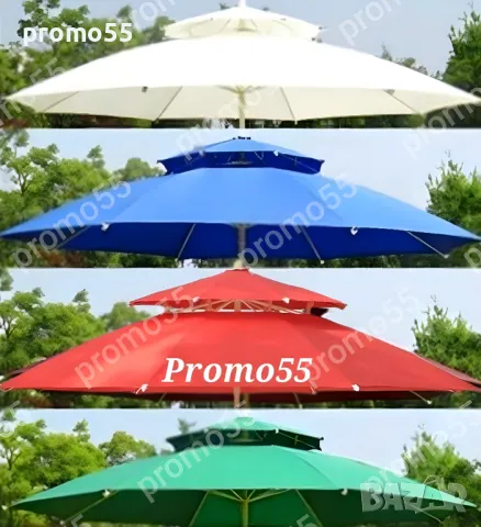 Чадър за плаж и градина - 220см. с двоен покрив за стабилност при вятър, снимка 17 - Градински мебели, декорация  - 49657228