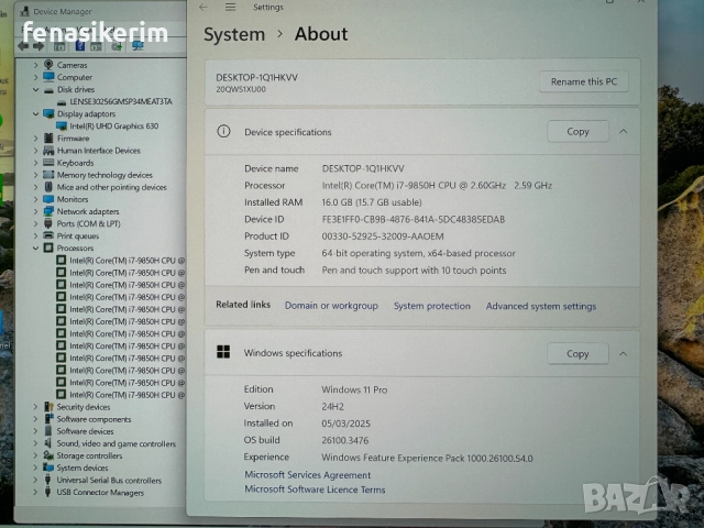 15.6' 4K OLED Touch i7-9850H Lenovo ThinkPad X1 Extreme 16GB DDR4/512GB NVMe/Бат 4ч., снимка 9 - Лаптопи за работа - 52982523