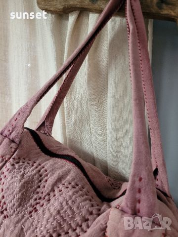 красива бохо чанта  с бродерии в бордо цвят, снимка 8 - Чанти - 45714742