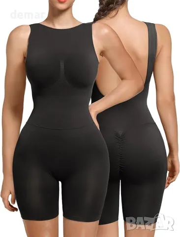 SHAPERX Дамско оформящо боди с нисък гръб до средата на бедрата, XS