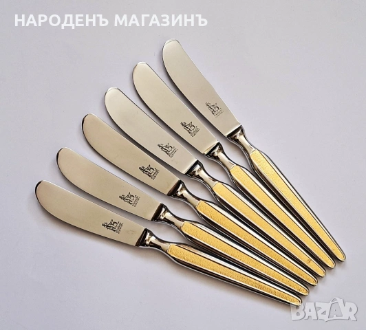 LUXADOR - SOLINGEN - Немски позлатени прибори за хранене сервиз за 6 човека нож ножове вилици лъжици, снимка 8 - Други ценни предмети - 53341880