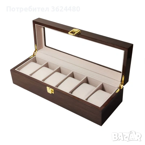 Красива дървена кутия за часовници цвят орех 4860, снимка 4 - Други - 53308902