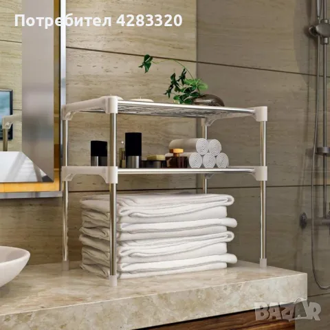 Етажерка за кухня с три рафта "Материал: Супер здрав ABS и неръждаема стомана  , снимка 5 - Етажерки - 49912062