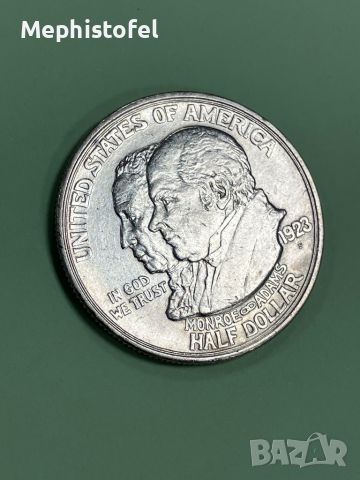 1/2 долар (Half Dollar) 1923 г Доктрина Монро, САЩ - сребърна монета, рядка, снимка 2 - Нумизматика и бонистика - 45079054
