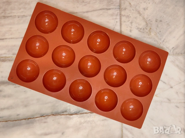 15 гнезда полусфери полу сфера топка полукръг силиконов молд форма гипс сапун шоколад шоко бомби, снимка 5 - Форми - 53016098