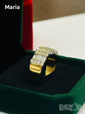 Дамски пръстен жълто злато и диаманти , снимка 1