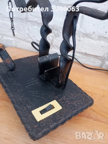 Стара лампа свещник от ковано желязо, снимка 10 - Антикварни и старинни предмети - 53864164