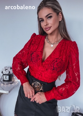 Дамско дантелено боди, 2цвята , снимка 2 - Блузи с дълъг ръкав и пуловери - 52870364