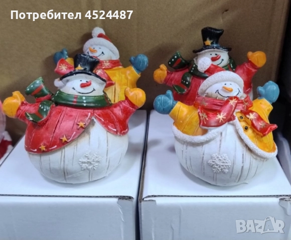 Коледни снежни човечета от полирезин – малка фигурка, идеална коледна украса за всеки дом, снимка 7 - Декорация за дома - 52477755