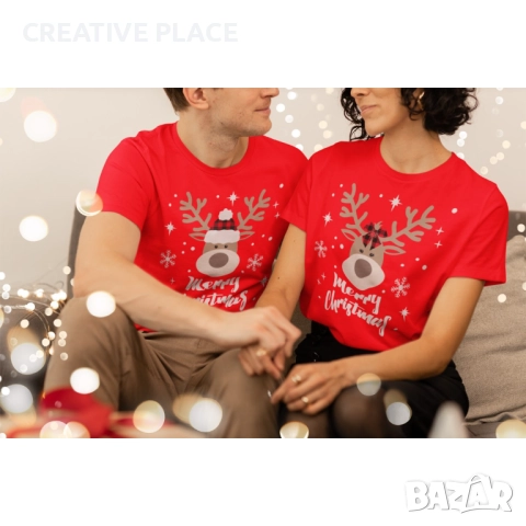 💞😍 Коледни тениски за влюбени - Merry Christmas 🌲🌟🎁, снимка 2 - Коледни подаръци - 52503136