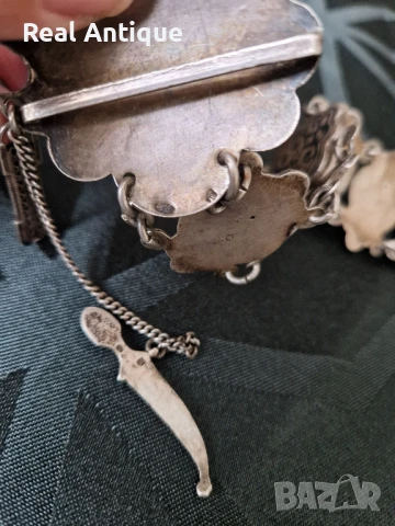Страхотен антикварен руски кавказки сребърен колан с ниело , снимка 7 - Антикварни и старинни предмети - 50447020