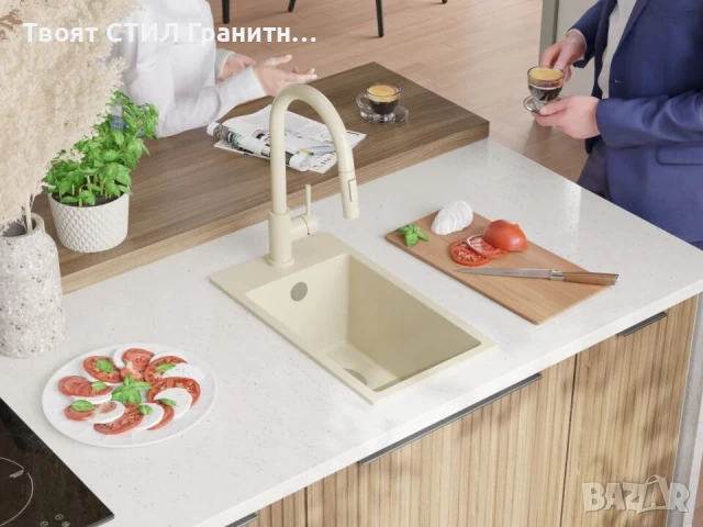 Беж кухненска гранитна мивка Рига 30 XL 280 x 500 mm, снимка 2 - Мивки - 51248973